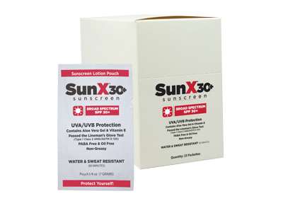 SunX® SPF30+ Sunscreen Individual Lotion Pouches